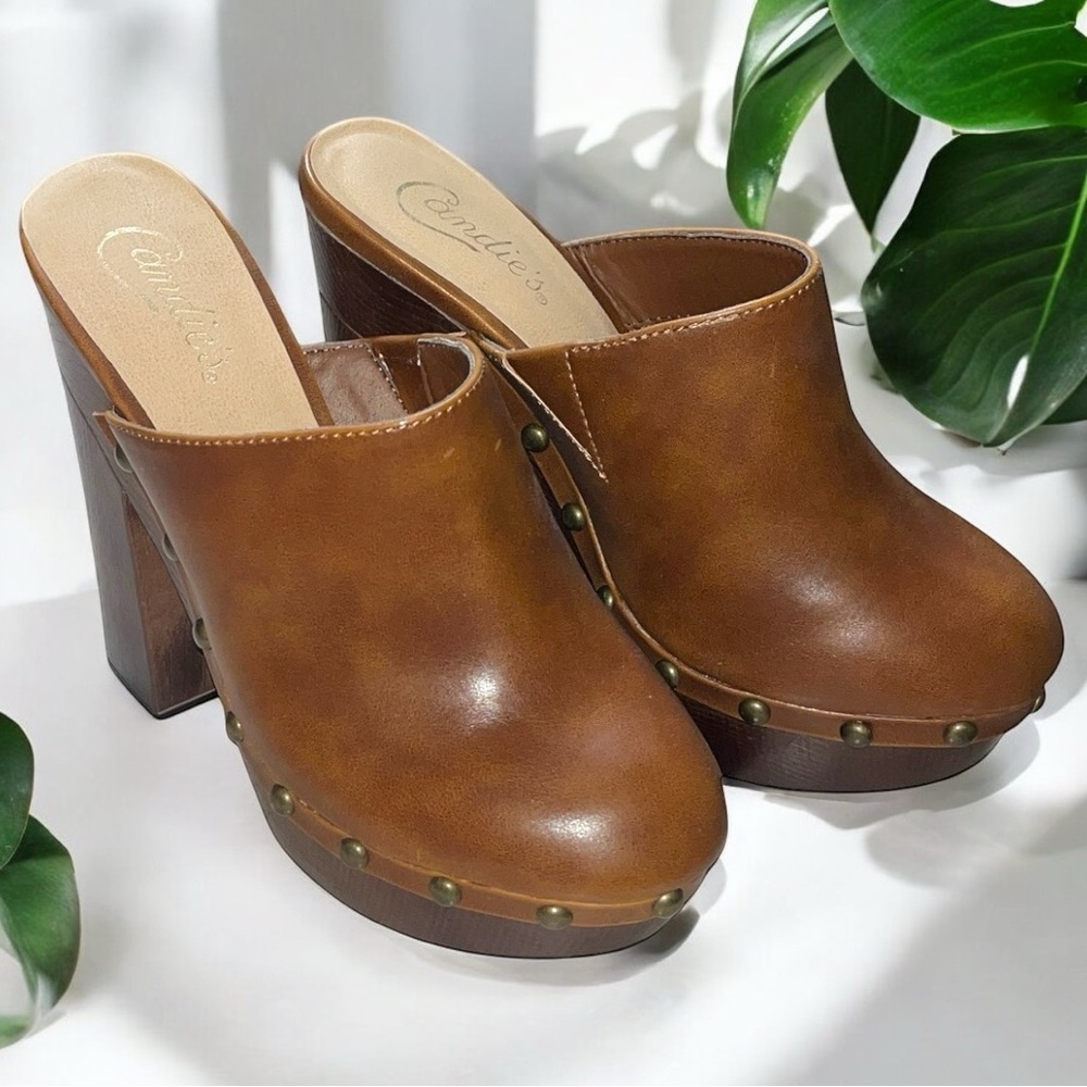 Candie’s Leather Platform Mules